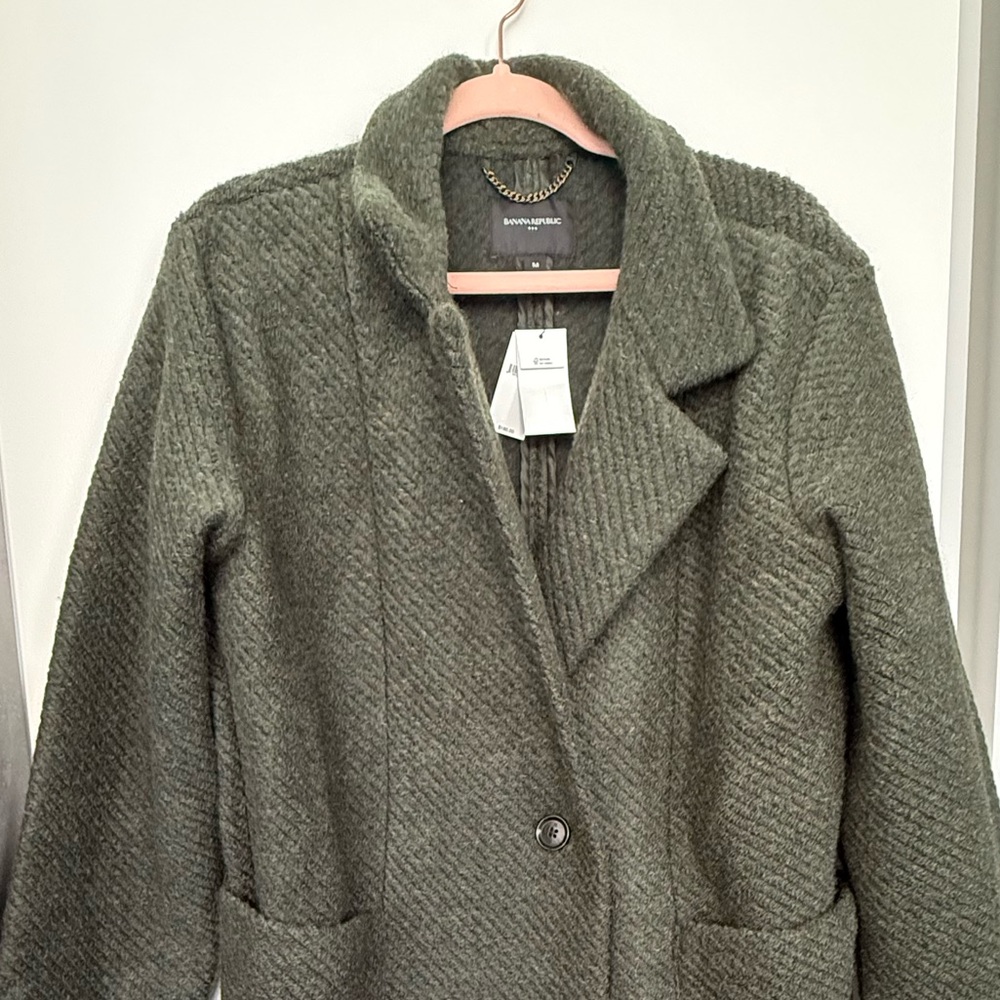 NWT Banana Republic Dark Green Trench Coat - Picture 2 of 5